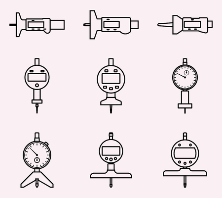 Set of depth gauge. Flat vector iconsのイラスト素材