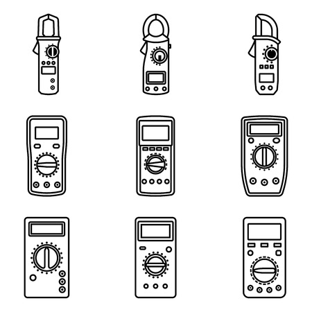 Automotive digital multimeter. Flat vector iconsのイラスト素材