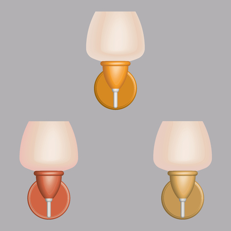 Wall lamp. Interior lighting. 3D effect vectorのイラスト素材