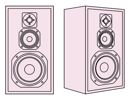 Loudspeaker. Audio equipment. Vector thin lineのイラスト素材