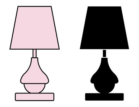 Table lamp. Flat icons. Thin line and silhouette vectorのイラスト素材