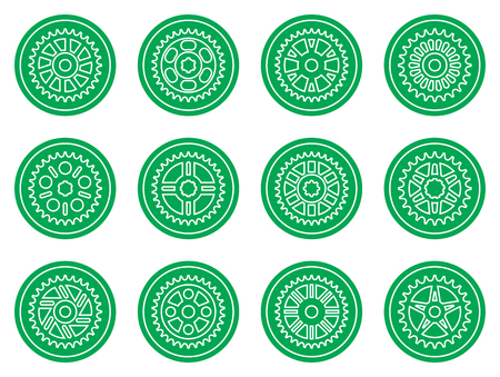 Set of sprocket wheels. Flat vector iconsのイラスト素材