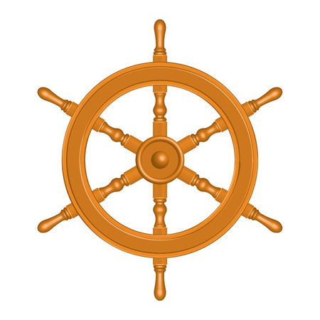 Wooden ship wheel. Traditional style. 3D effect vectorのイラスト素材
