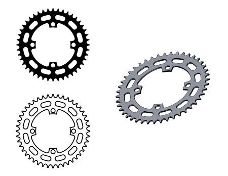 Roller chain sprocket. replacement parts. Flat and 3D effect vectorのイラスト素材