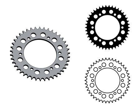 Steel sprocket wheel. Machine parts. Flat and 3D effect vectorのイラスト素材