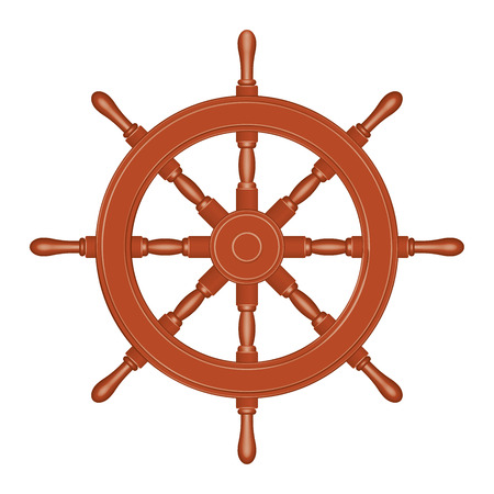 Wooden ship wheel. Classic style. 3D effect vectorのイラスト素材