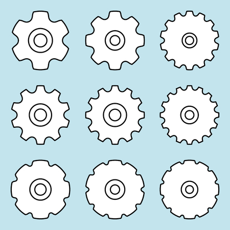 Sprocket for conveyor chain. Thin line vector iconsのイラスト素材
