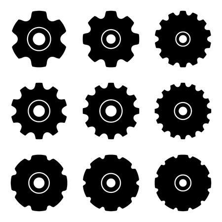 Sprocket for conveyor chain. Silhouette vector iconsのイラスト素材
