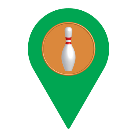 Location symbol with bowling pin. 3D effect and flat vectorのイラスト素材