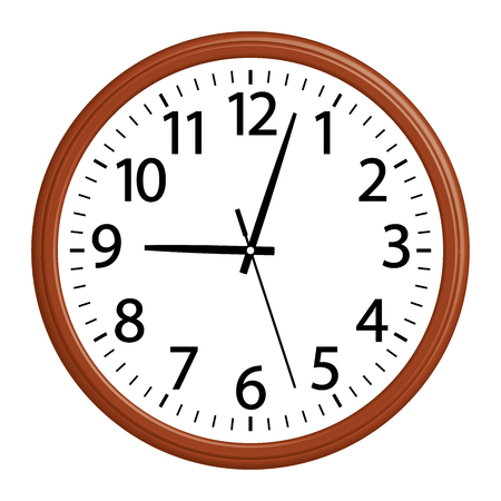 Wooden wall clock. Elegant style. Vector illustrationのイラスト素材