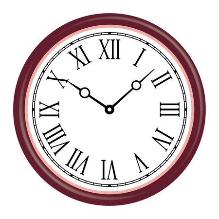 Wooden wall clock. Roman number. Vector illustrationのイラスト素材