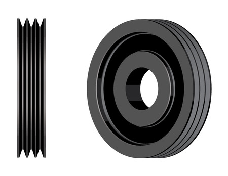 Steel V belt pulley. Mechanical transmission. 3D effect vectorのイラスト素材