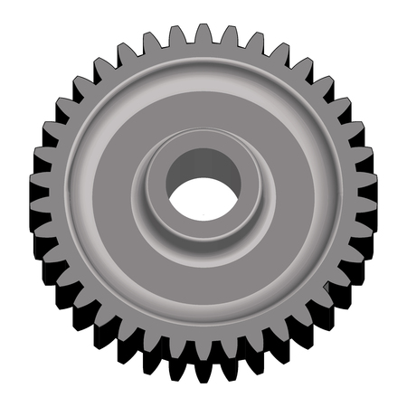 Steel gear wheel. Component of mechanical transmission. 3D effect vectorのイラスト素材