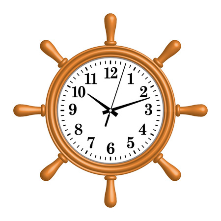 Ship wheel wall clock. 3D effect. Vector illustrationのイラスト素材