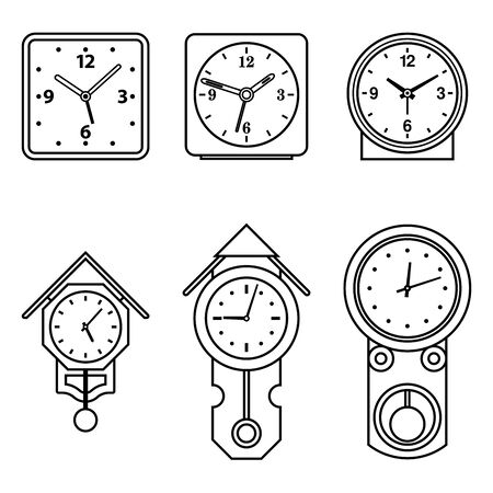 Pendulum clock and alarm clock. Home furniture. Flat iconsのイラスト素材