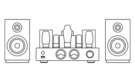 Loudspeaker and tube amplifier. Home theater.のイラスト素材