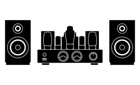 Loudspeaker and tube amplifier. Home theater.のイラスト素材