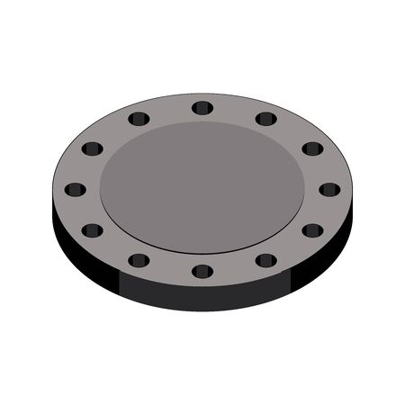 Blind flange for closing end of pipe. Machine parts.のイラスト素材