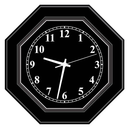 Octagon black wall clock. Home furniture.のイラスト素材
