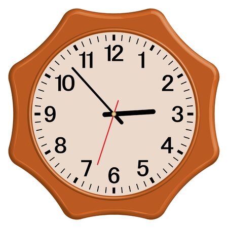 Wooden wall clock. Vintage style. Home furniture.のイラスト素材