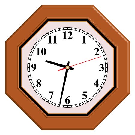 Octagon wooden wall clock. Home furniture.のイラスト素材