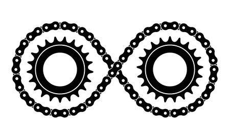 Sprocket wheel and roller chain. infinity symbol.のイラスト素材