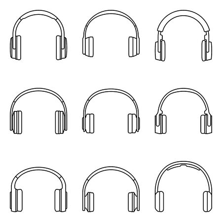 Headphone icons set. Audio accessories.のイラスト素材