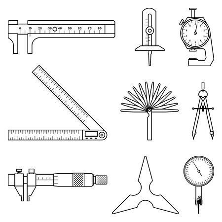 Set of measuring instrument. Flat icon.のイラスト素材
