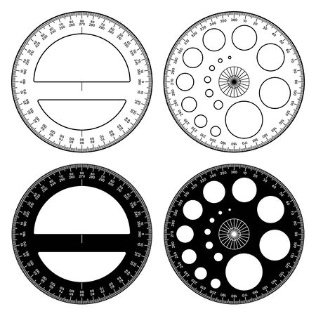 Circular protractor. Measure tool. Flat icons.のイラスト素材
