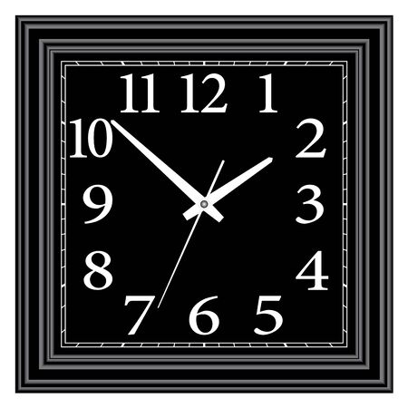 Square black wall clock. Home furniture.のイラスト素材