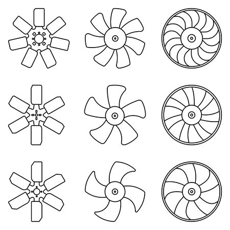 Fan blade. Car parts. Flat icons.のイラスト素材