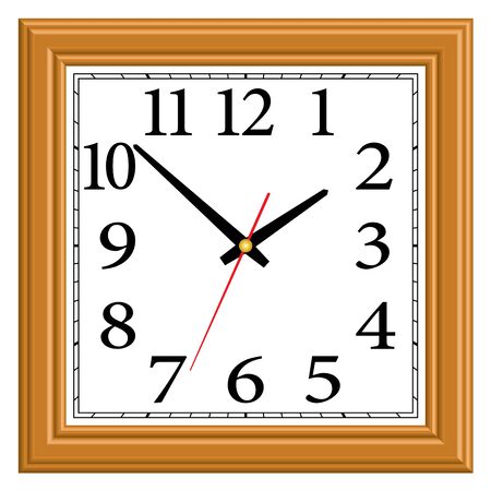 Square wooden wall clock. Home furniture.のイラスト素材