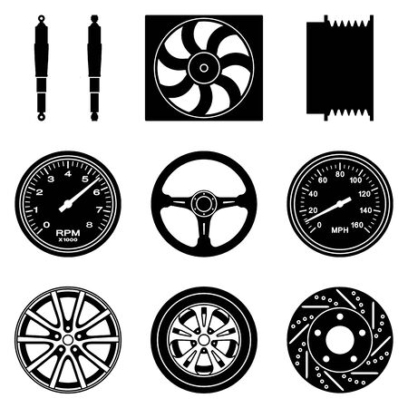Set of car parts icons. Automobile parts.のイラスト素材