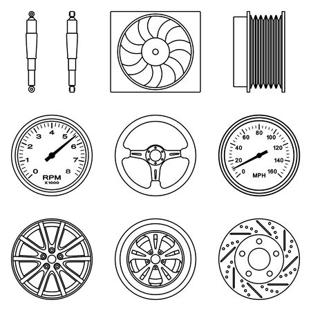 Set of car parts icons. Automobile parts.のイラスト素材