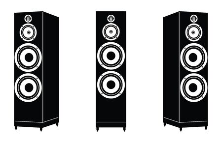 Loudspeaker. Floorstanding speaker. Silhouette iconsのイラスト素材
