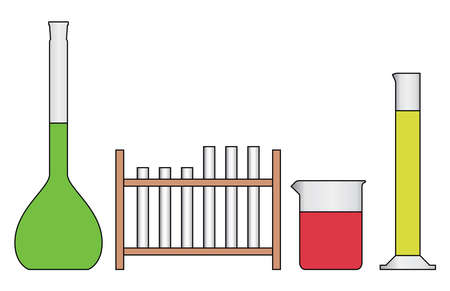 Flasks. Beaker. Test tubes. Laboratory equipment. Vector illustrationのイラスト素材