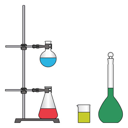 Stands support and glassware. Laboratory equipment. Vector illustrationのイラスト素材