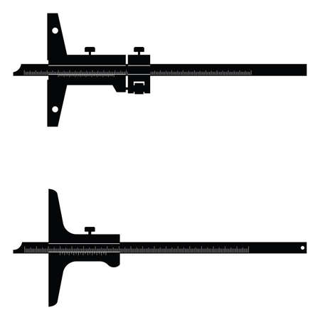 Vernier depth gage. Measuring tools. Silhouette vectorのイラスト素材