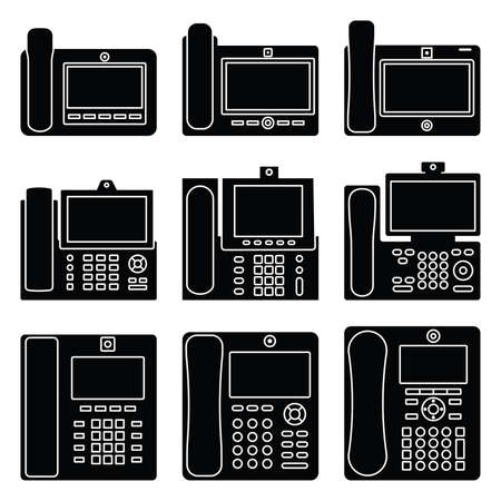 Video telephone icons set. Silhouette vectorのイラスト素材