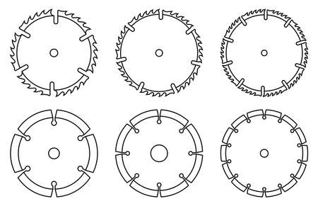 Circular saw blade. Spare parts. Vector thin lineのイラスト素材