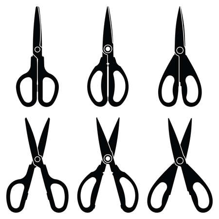 Scissors and shears. Hand tools. Silhouette iconsのイラスト素材