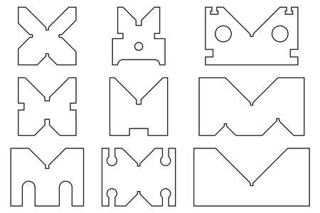 Standard block icons set. Work tools. Thin line iconsのイラスト素材