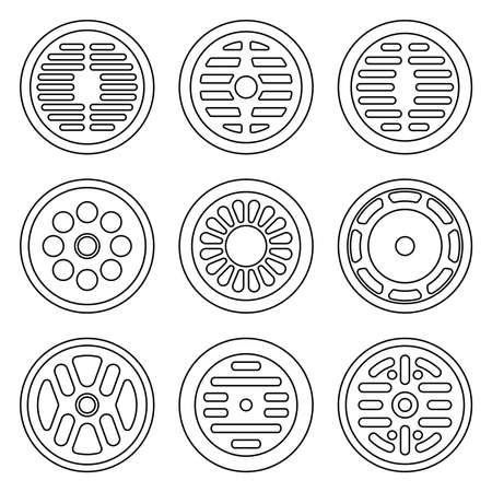 Disc horn. Spare parts. Thin line vectorのイラスト素材