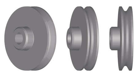 Pulley wheel. Machine parts. 3D effect. Vector illustrationのイラスト素材