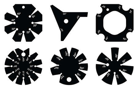 Bevel and angle gauge. Measuring tools. Silhouette vectorのイラスト素材