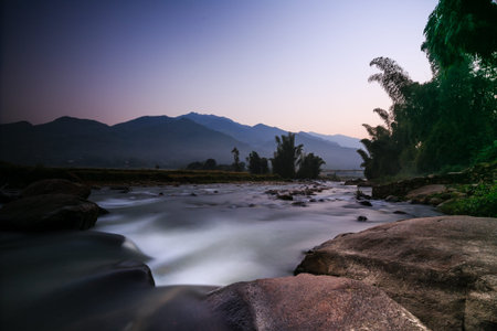 dawn in Tu Le - a northern highland Vietnamの写真素材