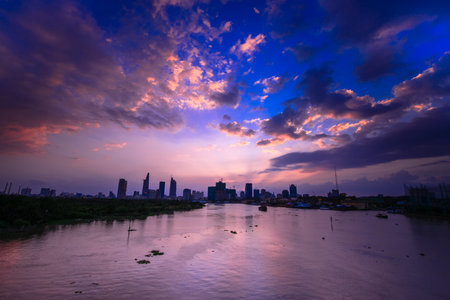 Sunset on the Saigon Riverの写真素材