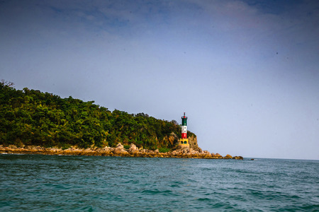 lamp lighthouse on the islandの写真素材