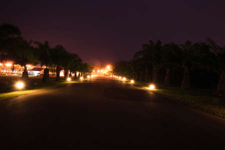 Road with in night footlightsの写真素材