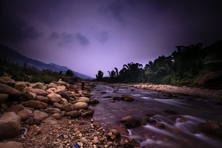 Streams originating from the mountainの写真素材